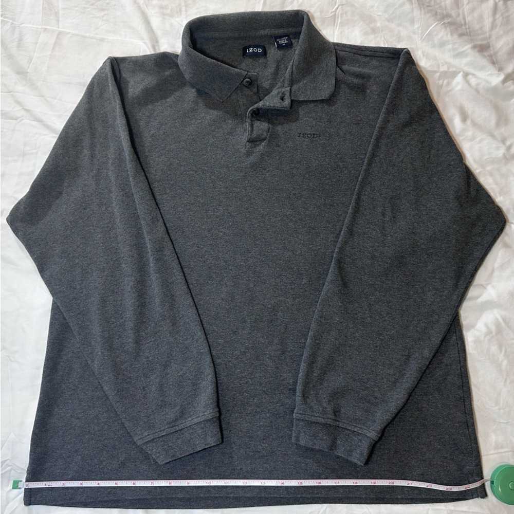 IZOD Dark Gray Long Sleeve Collar Shirt With Buttons Men XL